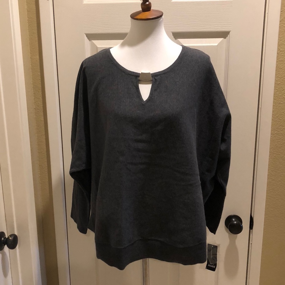 INC keyhole gray sweater NWT